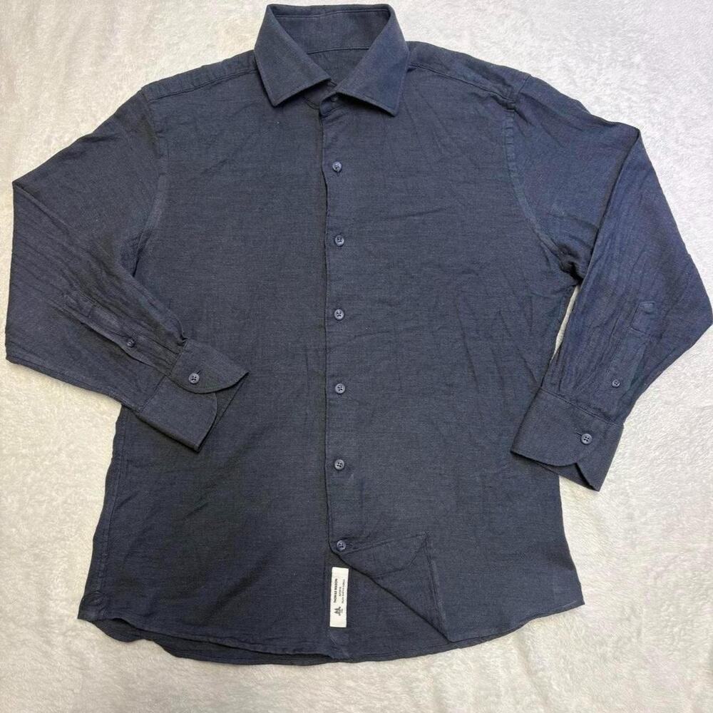 Proper Cloth Mens The Rivera Thomas Mason Navy Melange Cotton Cashmere Flannel S